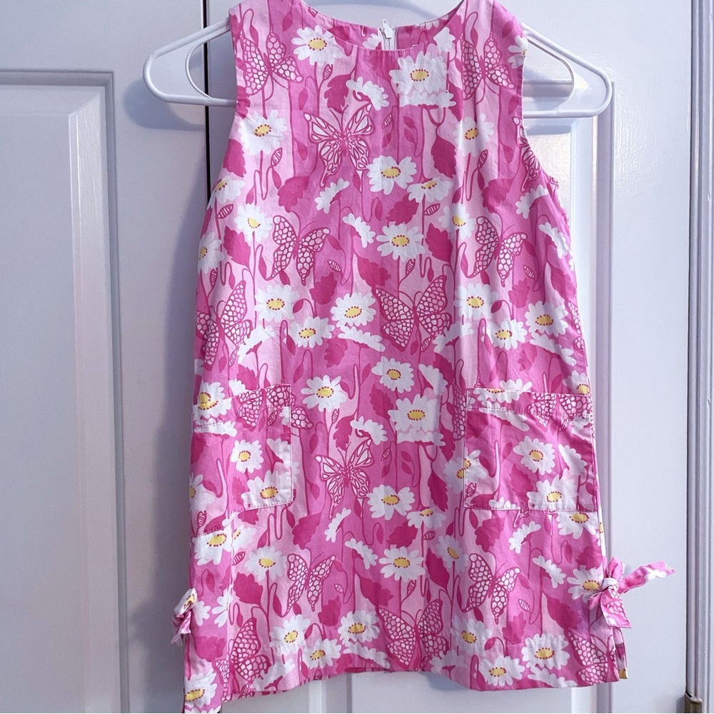 Lilly Pulitzer Pink Butterflies and Daises Kids Dress, size 6X
